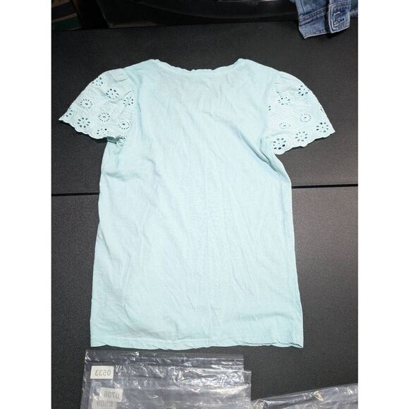 Lucky BRAND Mint Green Lace Trim Short Sleeves Daytime T-shirt Women's Small - Picture 2 of 4